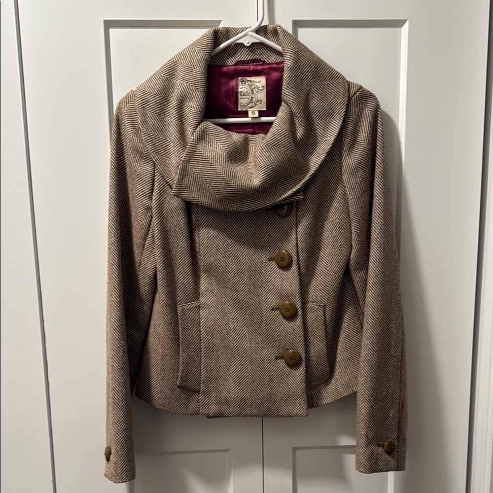 Tulle Brown Blazer with Structured Collar Size S